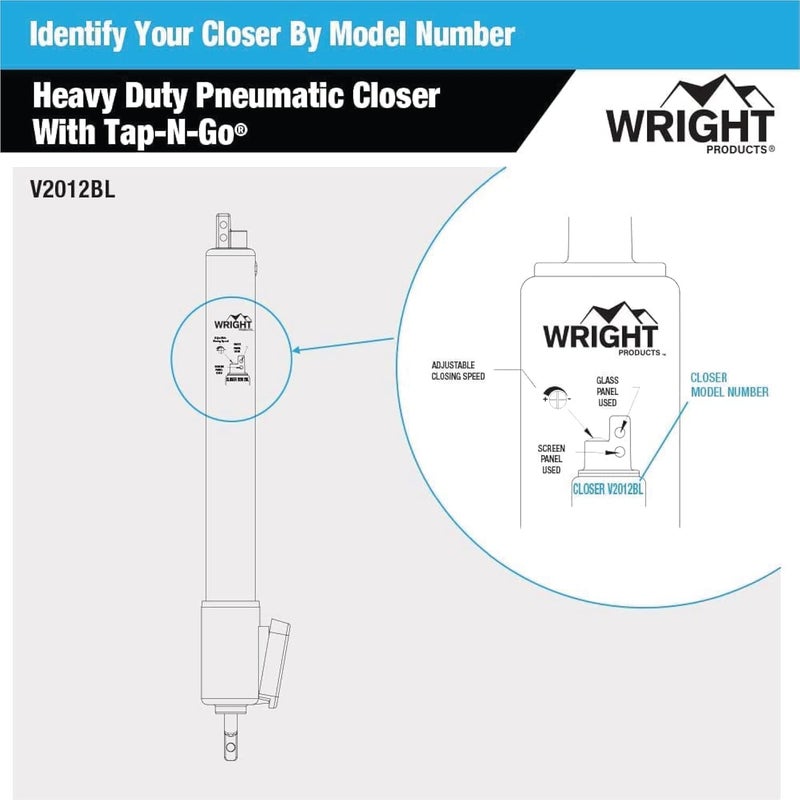Wright Products V2012BL Heavy Duty Tap-N-Go Pneumatic Closer, Black - Image 5